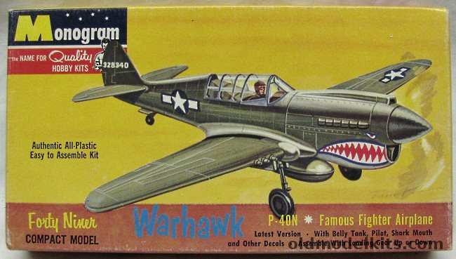 Monogram 1/64 Warhawk P-40N Fighter -  Four Star Issue, P402-49 plastic model kit